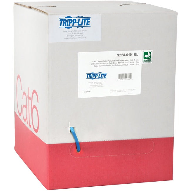 Tripp Lite 1000FT Plenum CMP Cat 6 Solid UTP Bulk Cable Blue 1000'