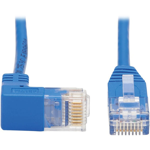 Tripp Lite Cat6 Ethernet Cable Down Right Angled Slim Molded M/M Blue 2ft