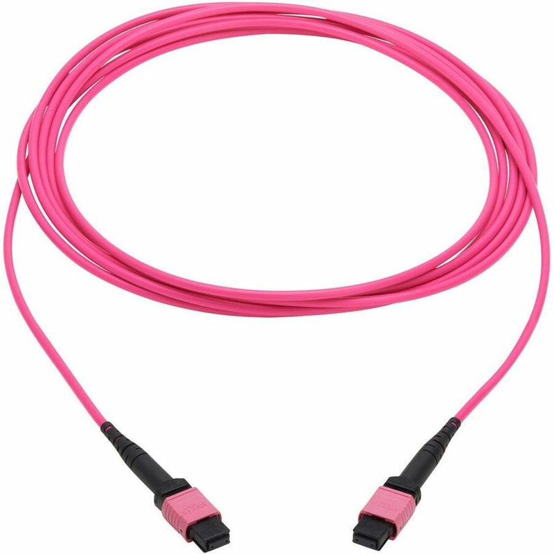 Eaton Tripp Lite Series 100G Multimode 50/125 OM4 Fiber Optic Cable (12F MPO/MPO-PC F/F), Type-B Polarity, OFNP, Magenta, 4 m (13.1 ft.), TAA