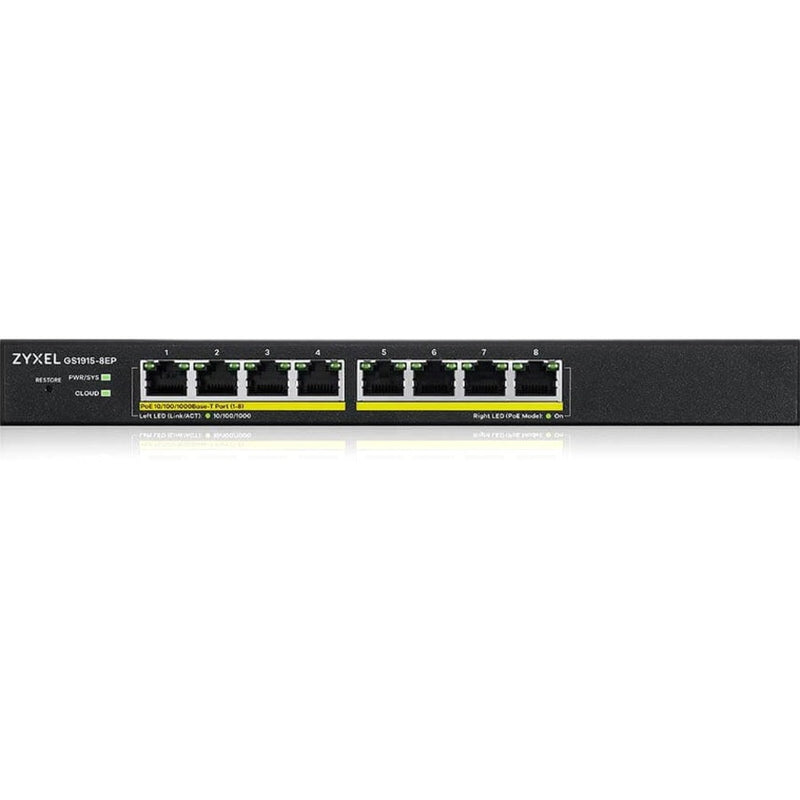 Zyxel Communications Gs1915-8ep - 8 Port Gbe Poe+ L2 Smart Managed Switch W/nebula Cloud Option (60w)