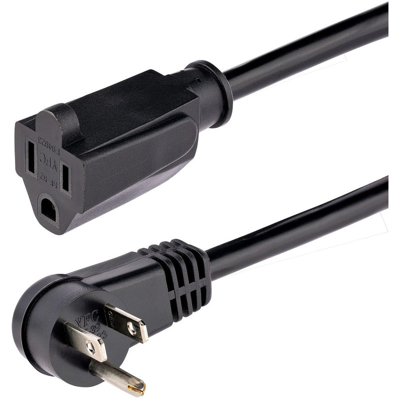 Startech 6ft (1.8m) Ac Power Extension Cable Right-angle Nema 5-15p To Nema 5-15r; 125v 1