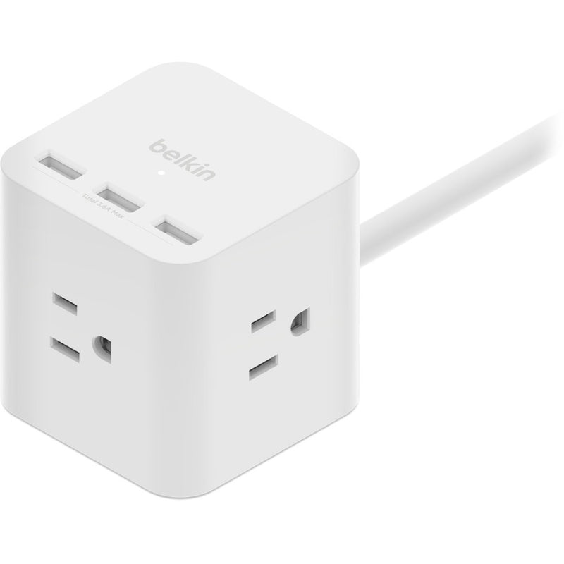 Belkin International Inc 3-outlet Power Strip, 5  Cube, Usb A