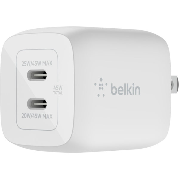 Belkin International Inc 45w Dual Usb-c Gan Wall Charger With Pps, Wh