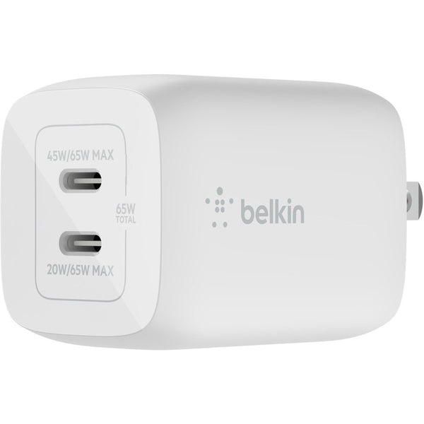 Belkin International Inc 65w Dual Usb-c Gan Wall Charger With Pps, Wh