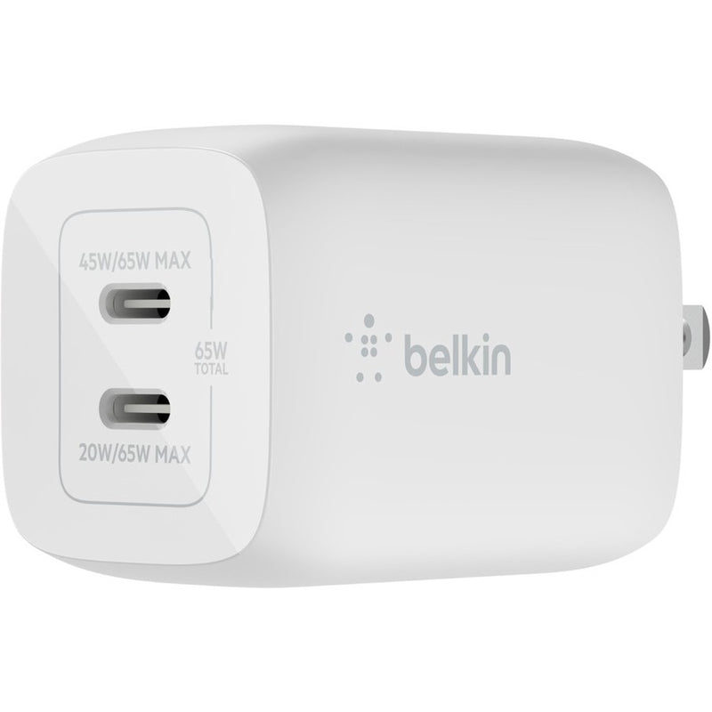 Belkin International Inc 65w Dual Usb-c Gan Wall Charger With Pps, Wh