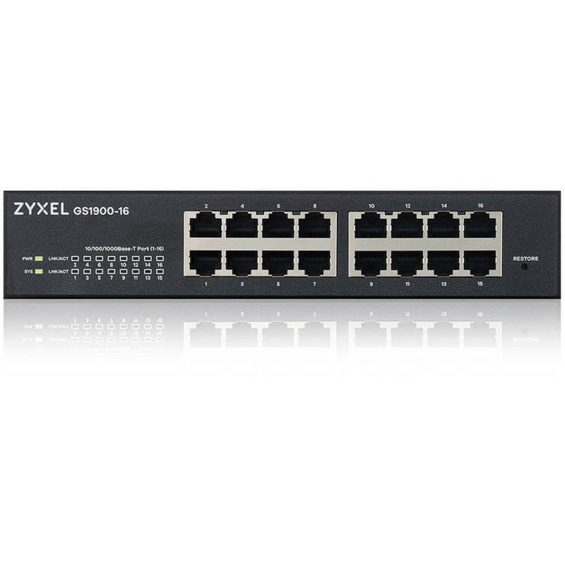 Zyxel Communications Gs1900-16 - Fanless 16 Port Gbe L2 Web Managed Switch (rev 03f)