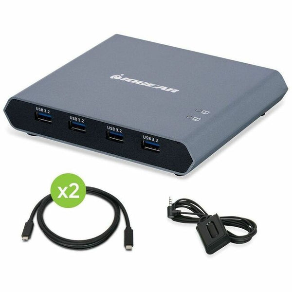 Iogear 2-port 4k Usb-c Desktop Kvm With Usb Peripheral And Pass Through Pd Taa Complian