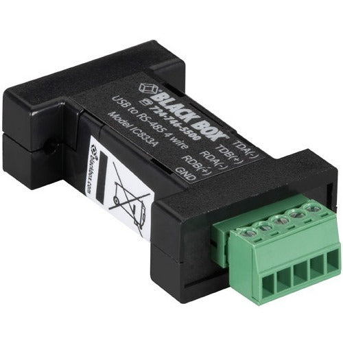 Black Box DB9 Mini Converter (USB to Serial), USB-RS-485 (4-wire, Terminal Block) - American Tech Depot