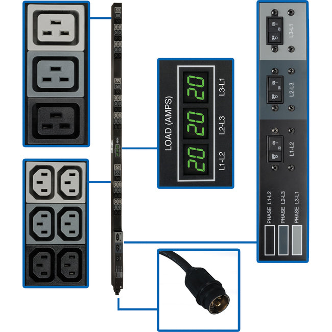 Tripp Lite PDU 3-Phase Metered 208V 12.6 kW Hubbell 36 C13; 9 C19 0URM - American Tech Depot