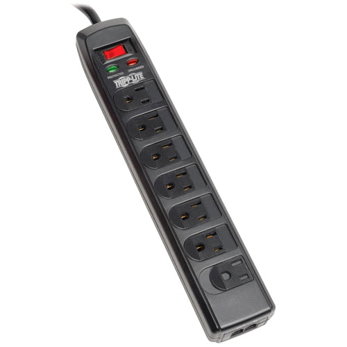 Tripp Lite Surge Protector Power Strip 120V 7 Outlet RJ11 6' Cord 1440 Joule - American Tech Depot