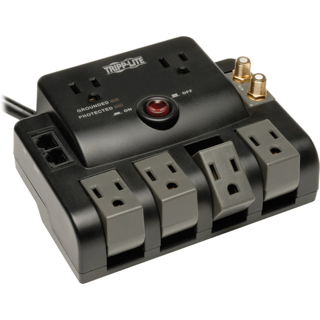 Tripp Lite Surge Protector 120V 6 Outlet Rotating RJ11 Coax 6' Cord - American Tech Depot