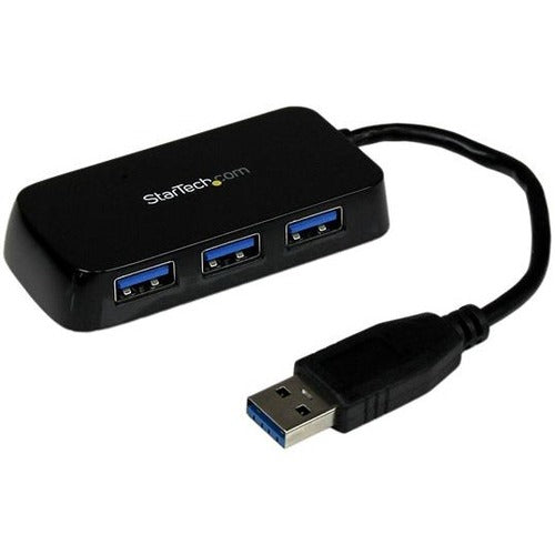 StarTech.com Portable 4 Port SuperSpeed Mini USB 3.0 Hub - Black - American Tech Depot