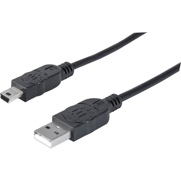 Manhattan Hi-Speed USB 2.0 A Male to Mini-B Male Device Cable, 6', Black - American Tech Depot