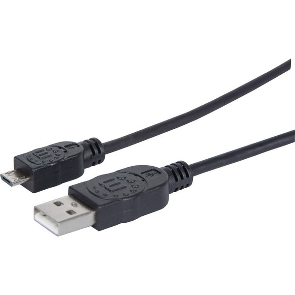 Manhattan Hi-Speed USB 2.0 A Male/Micro-B Male USB Device Cable, 3', Black