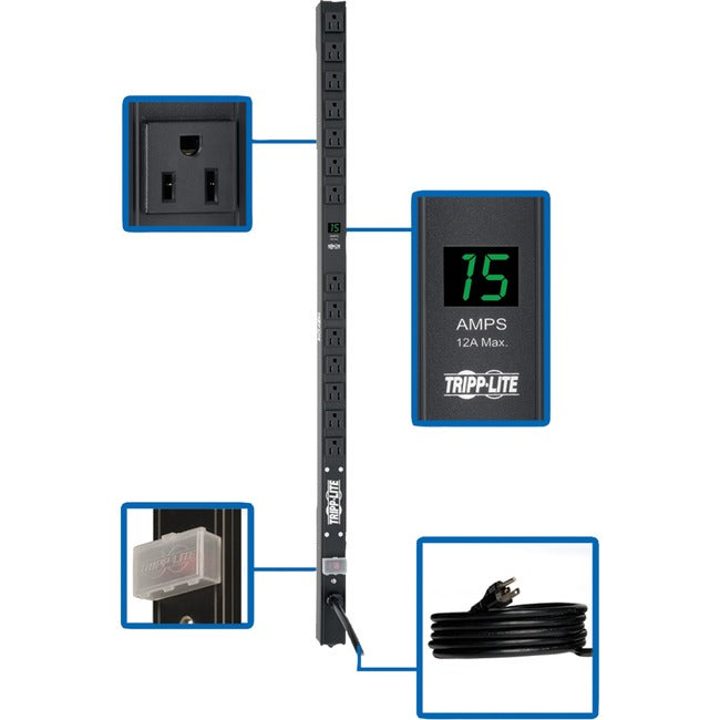 Tripp Lite PDU Metered 120V 15A 5-15R 14 Outlet 5-15P 36 Inch Height 0URM - American Tech Depot