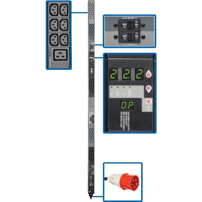 Tripp Lite PDU 3-Phase Metered 220-230V 22.2kW 32A IEC309 36 C13; 6 C19 0U - American Tech Depot