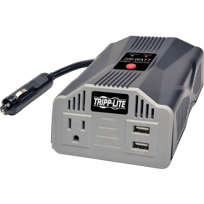 Tripp Lite Ultra-Compact Car Inverter 200W 12V DC to 120V AC 2 USB Charging Ports 1 Outlet - American Tech Depot