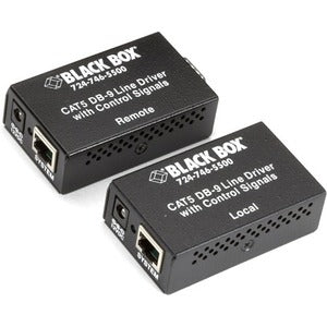 Black Box Async RS232 Extender over CATx DB9 w- Control Signals to TB 230V