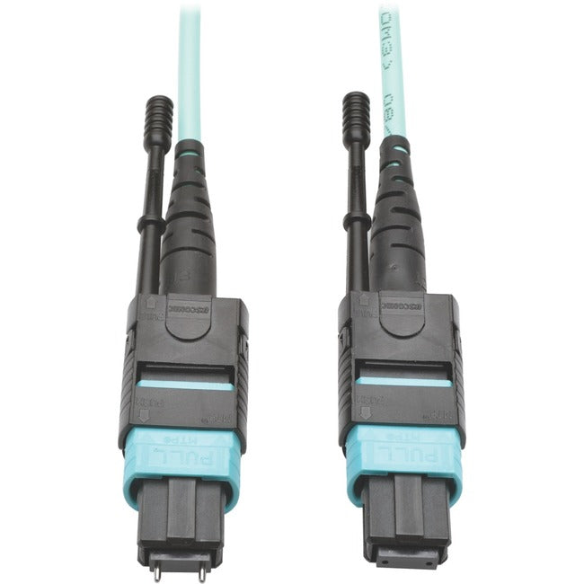 Tripp Lite 5M MTP-MTO Multimode Cable 12 Fiber 40 GbE OM3 Aqua M-F 16ft 16' 5 Meter - American Tech Depot