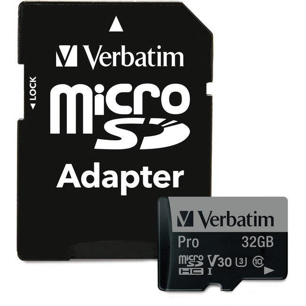 Verbatim 32GB Pro 600X microSDHC Memory Card with Adapter, UHS-I U3 Class 10 - American Tech Depot