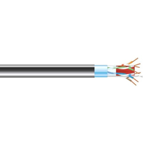 Black Box CAT6A 650-MHz Bulk Cable - Shielded, F-UTP, PVC, Solid, Black, 1000 ft. - American Tech Depot