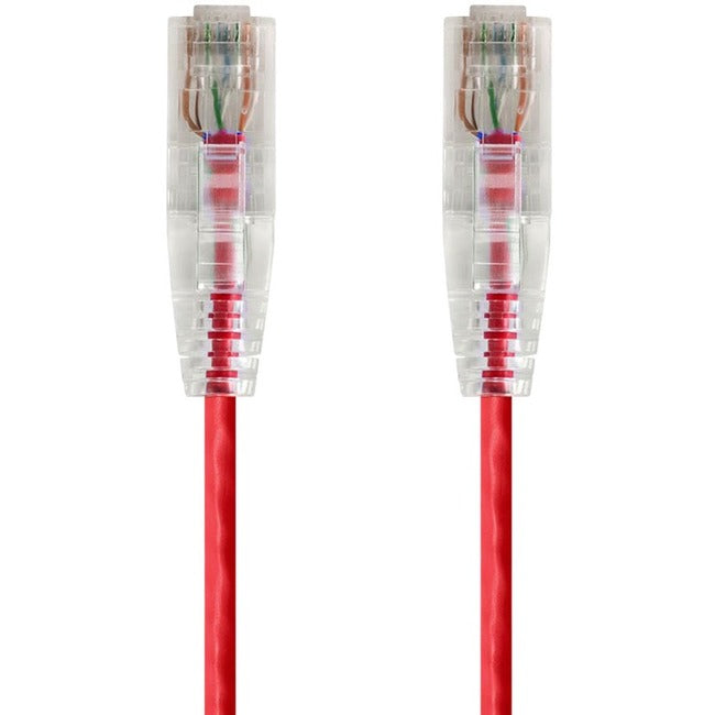 Monoprice SlimRun Cat6 28AWG UTP Ethernet Network Cable, 10ft Red - American Tech Depot