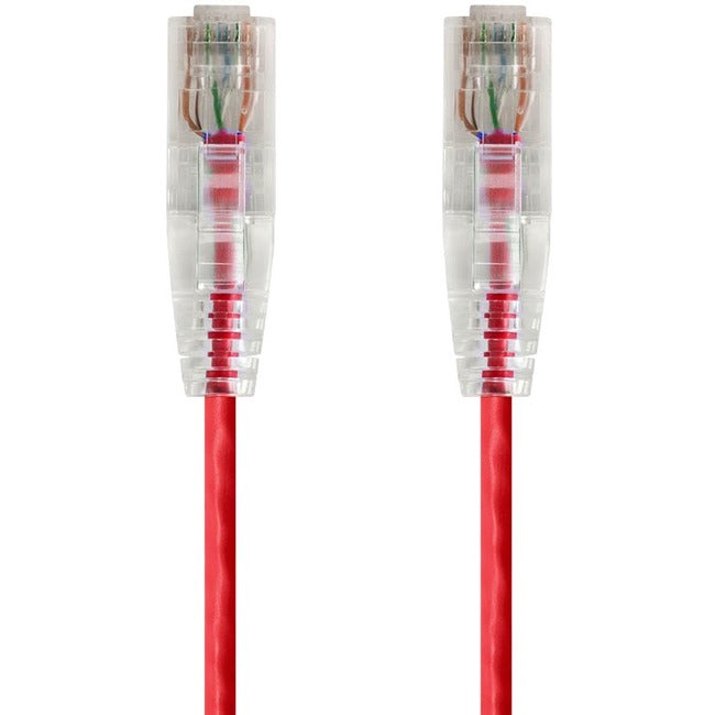 Monoprice SlimRun Cat6 28AWG UTP Ethernet Network Cable, 0.5ft Red - American Tech Depot