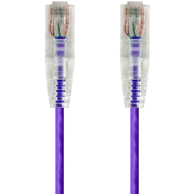 Monoprice SlimRun Cat6 28AWG UTP Ethernet Network Cable, 0.5ft Purple - American Tech Depot