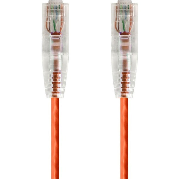 Monoprice SlimRun Cat6 28AWG UTP Ethernet Network Cable, 0.5ft Orange - American Tech Depot