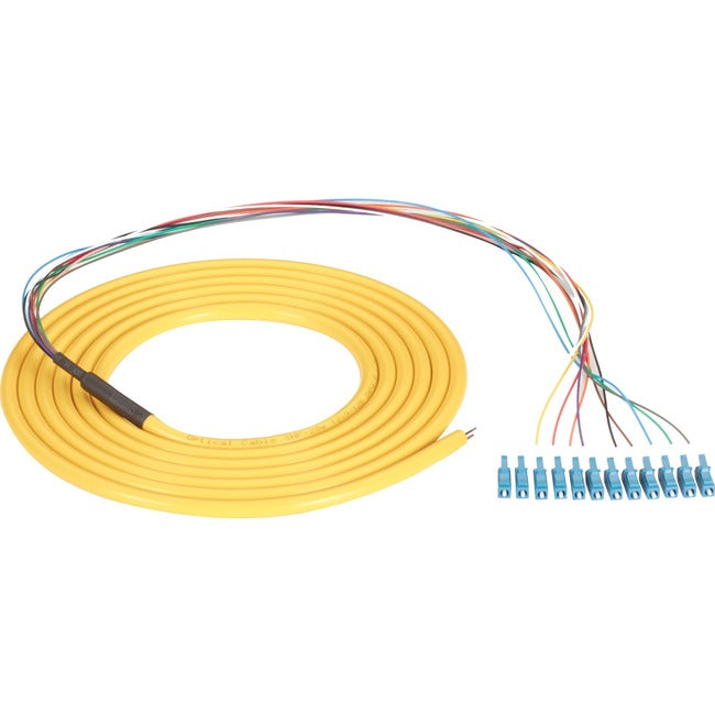 Black Box OS2 9-Micron Single-Mode Fiber Optic Pigtail - 12-Strand, OFNR, PVC - American Tech Depot