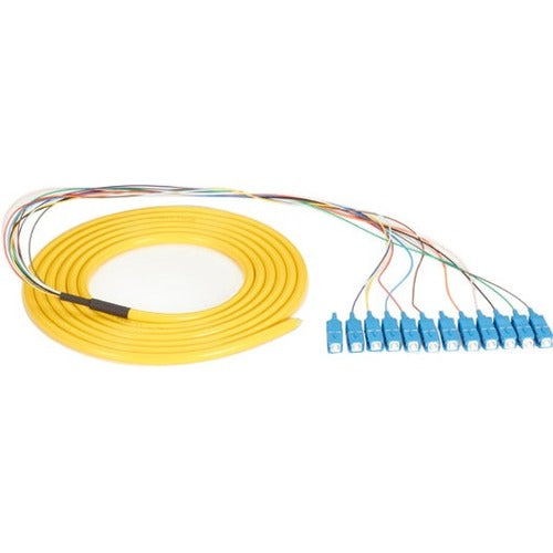 Black Box OS1 Single-Mode Fiber Optic Pigtail, 12-Strand, SC, Yellow, 3-m (9.8-ft) - American Tech Depot