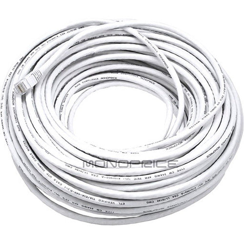 Monoprice 100FT 24AWG Cat6 550MHz UTP Ethernet Bare Copper Network Cable - White