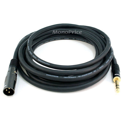 Monoprice 15ft Premier Series XLR Male to 1-4inch TRS Male 16AWG Cable (Gold Plated)