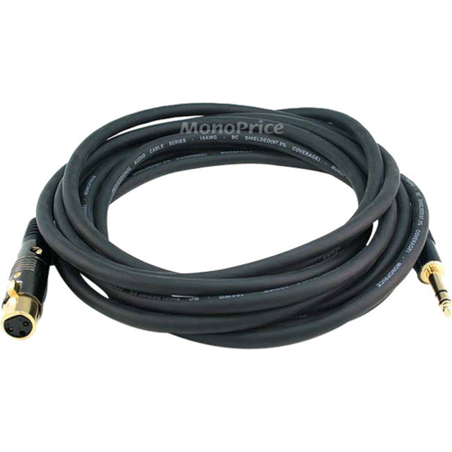 Monoprice 15ft Premier Series XLR Female to 1-4inch TRS Male 16AWG Cable (Gold Plated)