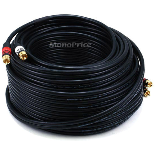 Monoprice 75ft Premium 2 RCA Plug-2 RCA Plug M-M 22AWG Cable - Black