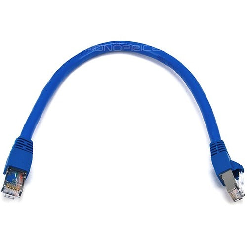 Monoprice 1FT 24AWG Cat6A 500MHz STP Ethernet Bare Copper Network Cable - Blue - American Tech Depot