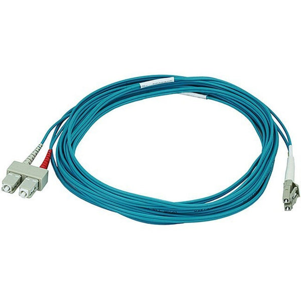 Monoprice 10Gb Fiber Optic Cable, LC-SC, Multi Mode, Duplex - 5 Meter (50-125 Type) - Aqua - American Tech Depot