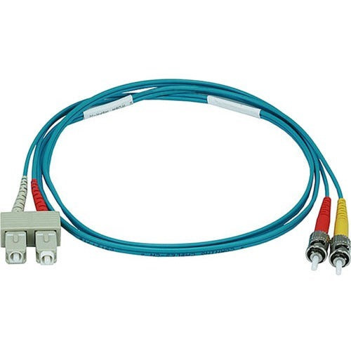 Monoprice 10Gb Fiber Optic Cable, ST-SC, Multi Mode, Duplex - 1 Meter (50-125 Type) - Aqua - American Tech Depot