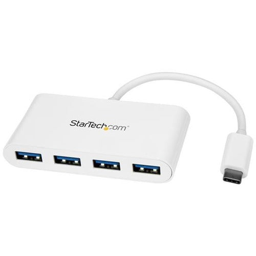 StarTech.com 4 Port USB C Hub with 4x USB-A (USB 3.0 SuperSpeed 5Gbps) - USB Bus Powered - Portable-Laptop USB Type-C Adapter Hub - White - American Tech Depot