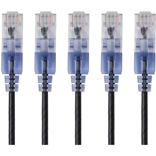 Monoprice 5-Pack, SlimRun Cat6A Ethernet Network Patch Cable, 7ft Black - American Tech Depot