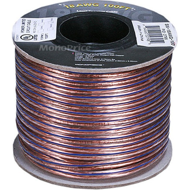 Monoprice Choice Series 18AWG Oxygen-Free Pure Bare Copper Speaker Wire, 100ft - American Tech Depot