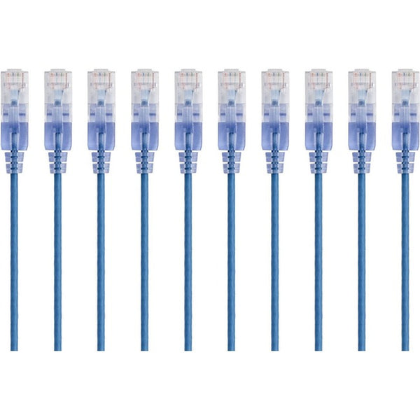 Monoprice 10-Pack, SlimRun Cat6A Ethernet Network Patch Cable, 5ft Blue - American Tech Depot