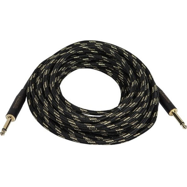 Monoprice 35ft. Cloth Series 1-4 inch T-S Male 20AWG Instrument Cable - Black & Gold - American Tech Depot