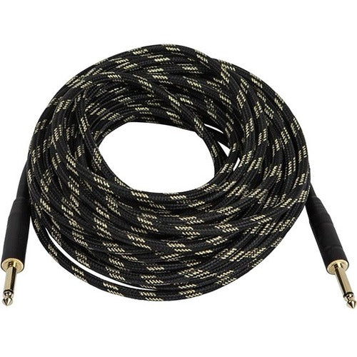 Monoprice 50ft. Cloth Series 1-4 inch T-S Male 20AWG Instrument Cable - Black & Gold - American Tech Depot