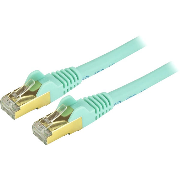 StarTech.com 2 ft CAT6a Ethernet Cable - 10 Gigabit Category 6a Shielded Snagless RJ45 100W PoE Patch Cord - 10GbE Aqua UL-TIA Certified - American Tech Depot