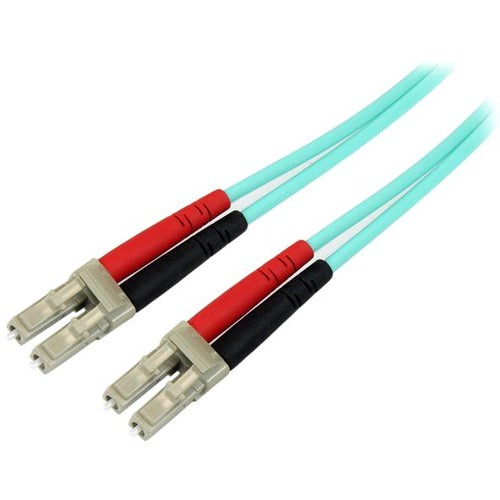 StarTech.com Aqua OM4 Duplex Multimode Fiber - 2m - 6 ft - 100 Gb - 50-125 - OM4 Fiber - LC to LC Fiber Patch Cable - American Tech Depot