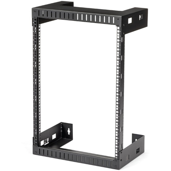 StarTech.com 15U 19" Wall Mount Network Rack, 12" Deep 2 Post Open Frame Server Room Rack for Data-AV-IT-Computer Equipment-Patch Panel with Cage Nuts & Screws 200lb Weight Capacity, Black