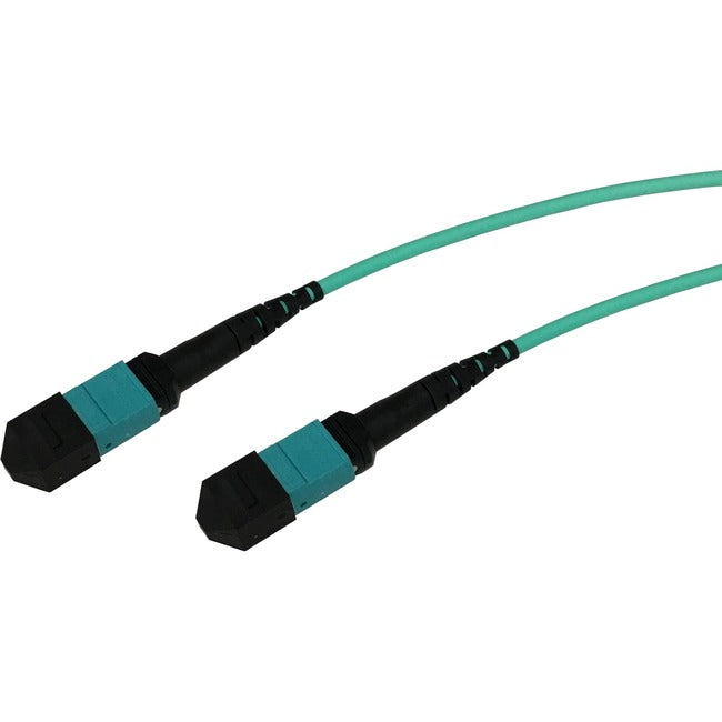 MTP?-MPO-Female to MTP?-MPO-Female Aqua Multimode OM4 50-125?m Cross-Over (Method B) 5 Meter Cable Assembly for 40G-100G QSFP+-QSFP28 Applications - American Tech Depot