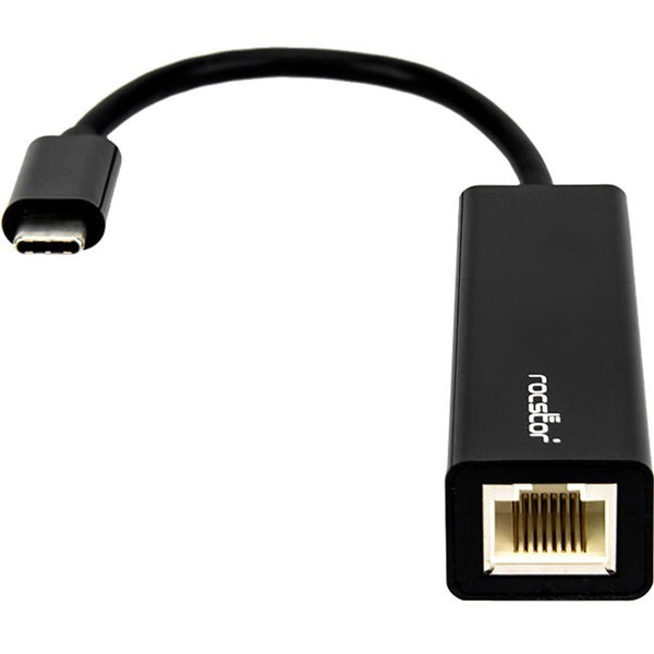 Rocstor Premium USB-C to Gigabit Network Adapter - USB Type-C to Gigabit Ethernet 10-100-1000 Adapter - Compatible with Mac & PC - Plug & Play (No Drivers Needed) - Black - USB 3.1 - 1 Port(s) - 1 - Twisted Pair WITH NATIVE DRIVER SUPPORT