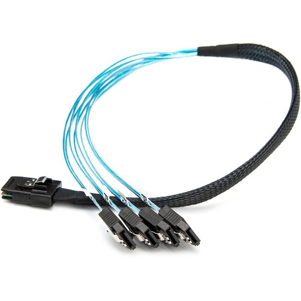 Rocstor Premium 20in Serial Attached SCSI SAS Cable - SFF-8087 to 4x Latching SATA - SAS-SATA for Hard Drive - 20in - 50cm - 1 Pack - SFF-8087 Male SAS - Male SATA - Blue SFF-8087 TO 4X SATA Cable